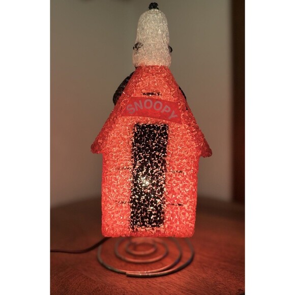 Vintage Peanuts EVA Popcorn Lamp Snoopy Dog House Night Light Works - Picture 3 of 8